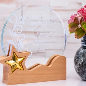 Fancy Circular Awards with Wooden Base