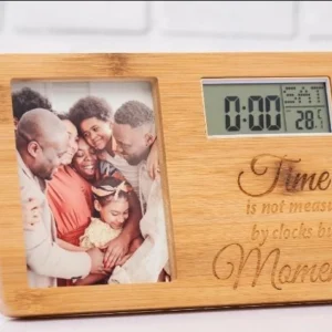 Wooden Photo Frame with Clock - Image 2