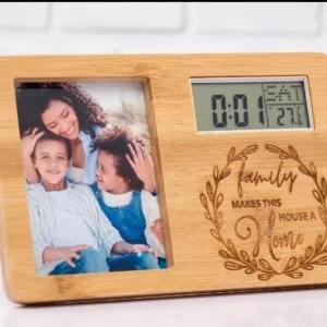 Wooden Photo Frame with Clock