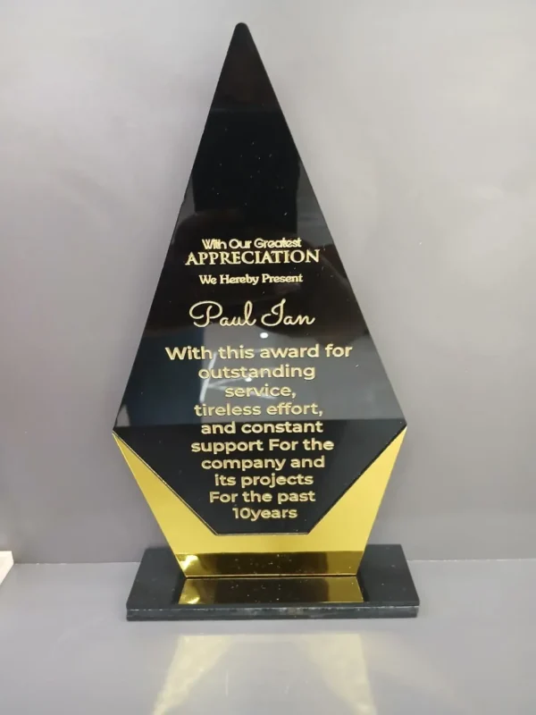 Affordable Black & Gold Diamond Acrylic Award Nairobi – Best Affordable by Foreverbrand 0741371516
