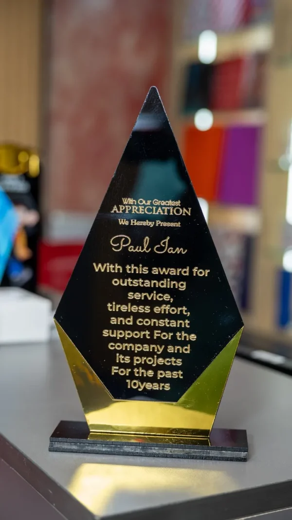Affordable Black & Gold Diamond Acrylic Award Nairobi – Best Affordable by Foreverbrand 0741371516
