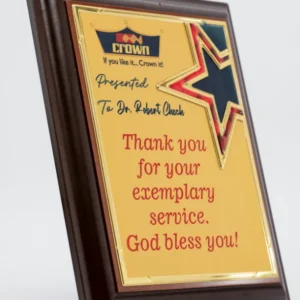 A4 Wooden Rectangular Award with Star Motif - Image 3