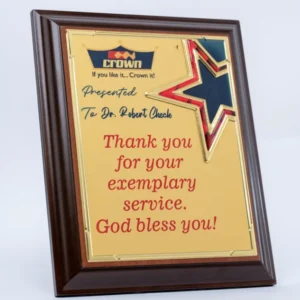 A4 Wooden Rectangular Award with Star Motif Nairobi | Call / WhatsApp 0741371516 | Foreverbrand