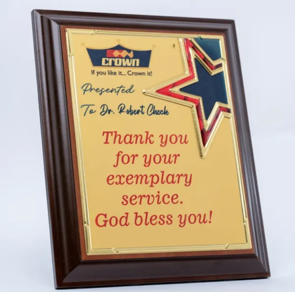 A4 Wooden Rectangular Award with Star Motif Nairobi | Call / WhatsApp 0741371516 | Foreverbrand